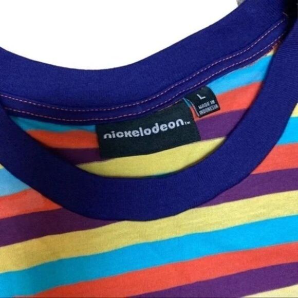 Nickelodeon T-Shirt Mens M Spongebob Patrick Stripe Colorful 90’s Retro Cartoon - Picture 10 of 14